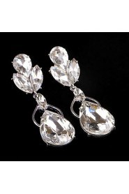 Luxurious Big Rhinestones Long Vintage Dangle Brides Bridesmaids Wedding Party Princess Leaf Earring