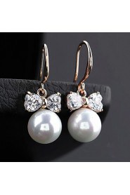 Fashionable Round Pearl Bowknot Earrings (More Colors)