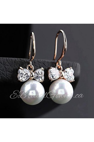 Fashionable Round Pearl Bowknot Earrings (More Colors)