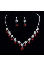 Ladies'/Women's Alloy Wedding/Party Jewelry Set With Rhinestone Red