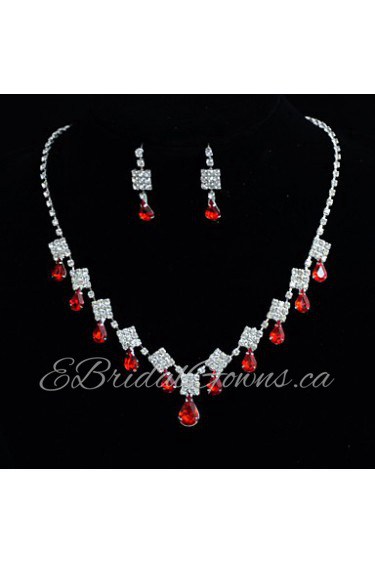 Ladies'/Women's Alloy Wedding/Party Jewelry Set With Rhinestone Red