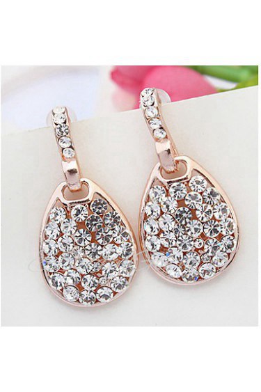 New Women's Vintage Luxury Oval Rhinestone Statement Drop Ear Studs Earrings Jewelry