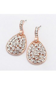 New Women's Vintage Luxury Oval Rhinestone Statement Drop Ear Studs Earrings Jewelry