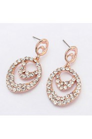 Charming Double Oval Rhinestone Full Water Drop Crystal Long Dangle Drop Earrings For Women Girls Piercing Jewelry