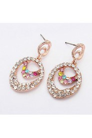 Charming Double Oval Rhinestone Full Water Drop Crystal Long Dangle Drop Earrings For Women Girls Piercing Jewelry