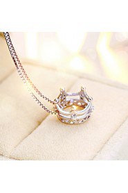 Classic Real 925 Crown Pendant Link Chain Chunky Rhinestone Collar Necklace Designer Sterling Silver Jewelry