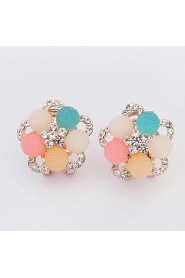 Luxury Super Flash Bling Crystal Shamballa Princess Ball 925 Sterling Silver Women Stud Earrings Party Jewelry