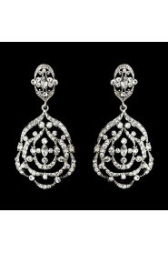 Vintage Women's Big Earrings Diamond Silver Earring For Wedding Bridal