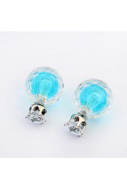 Women's European Style Fashion Wild Transparent Double Side Acrylic Stud Earrings