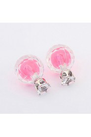 Women's European Style Fashion Wild Transparent Double Side Acrylic Stud Earrings