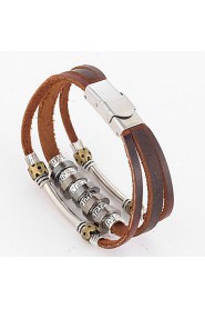 Punk Style Leather Bracelet Letter Pattern Men's Woven Metal Decoration Jewelry