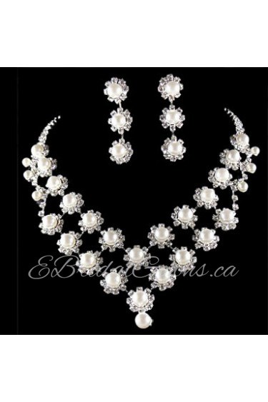 Wedding Bridal Bridesmaid Crystal Necklace Earrings Jewelry Set