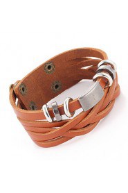 Punk Retro Waxed Cord Hand-woven Leather Bracelet Multilayer Cross Section Of Men And Women