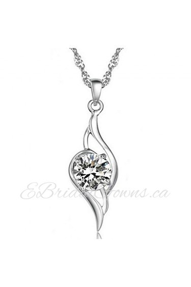 New Arrivals Lady Luxury White Heart Pendant Big Rhinestone Hollow Real Silver Necklace Charm Crystal Gift