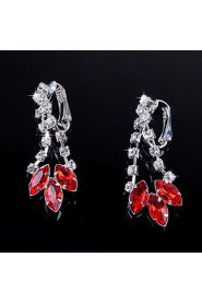 Fashion Women's Red Rhinestone Necklace&Ring Set