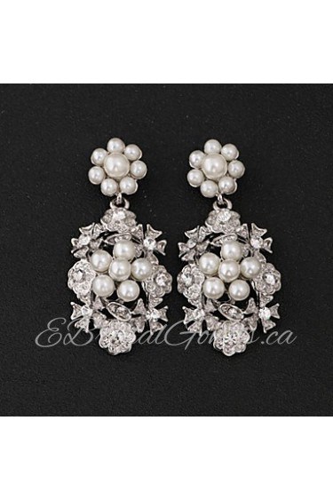 Vintage Women's Earrings Crystal Diamond Silver Earring For Wedding Bridal