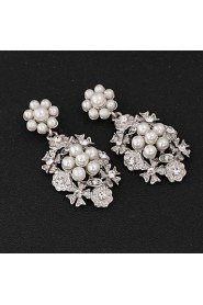 Vintage Women's Earrings Crystal Diamond Silver Earring For Wedding Bridal