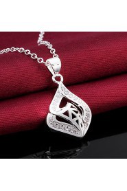 Cremation Jewelry 925 sterling silver Hollow Geometry Pave Zircon Pendant Necklace for Women