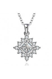 Cremation Jewelry 925 sterling silver Geometry Pave Zircon Pendant Necklace for Women