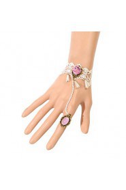 Vintage Pink Rose Drip Pearl Bracelet With Ring