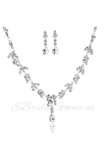 Graceful Ladies'/Women's Alloy Wedding/Party Jewelry Set With Rhinestone