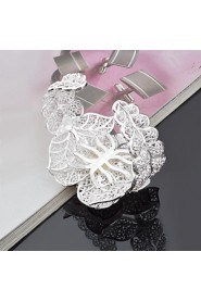 Fashion Sterling Silver Plated Rose Bangle Women's Bracelet