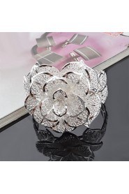 Fashion Sterling Silver Plated Rose Bangle Women's Bracelet