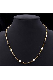 New Women's Black White Enamel Hearts Choker Necklace Chain 18K Real Gold Plated Jewelry Gift for Women