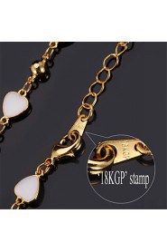 New Women's Black White Enamel Hearts Choker Necklace Chain 18K Real Gold Plated Jewelry Gift for Women