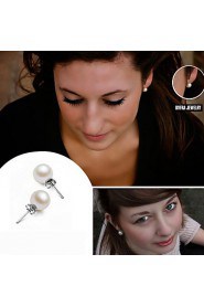 S925 Fine Silver Pearl Beads Stud Earrings