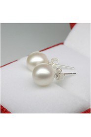 S925 Fine Silver Pearl Beads Stud Earrings