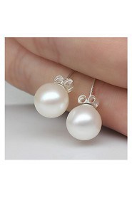 S925 Fine Silver Pearl Beads Stud Earrings