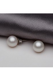 S925 Fine Silver Pearl Beads Stud Earrings