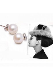 S925 Fine Silver Pearl Beads Stud Earrings