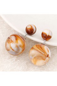 Women's European Style Fashion Candy Color Beads Double Side Resin Stud Earrings