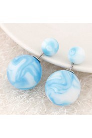 Women's European Style Fashion Candy Color Beads Double Side Resin Stud Earrings