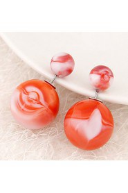 Women's European Style Fashion Candy Color Beads Double Side Resin Stud Earrings