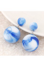 Women's European Style Fashion Candy Color Beads Double Side Resin Stud Earrings