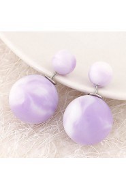 Women's European Style Fashion Candy Color Beads Double Side Resin Stud Earrings