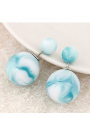 Women's European Style Fashion Candy Color Beads Double Side Resin Stud Earrings