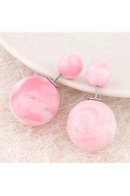 Women's European Style Fashion Candy Color Beads Double Side Resin Stud Earrings