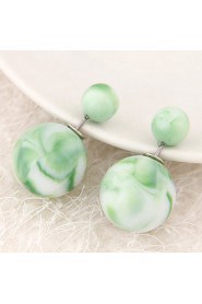 Women's European Style Fashion Candy Color Beads Double Side Resin Stud Earrings