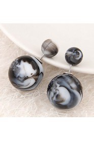 Women's European Style Fashion Candy Color Beads Double Side Resin Stud Earrings