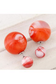 Women's European Style Fashion Candy Color Beads Double Side Resin Stud Earrings