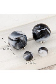 Women's European Style Fashion Candy Color Beads Double Side Resin Stud Earrings