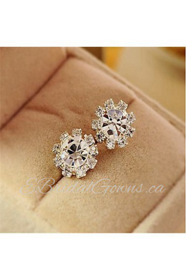 Sun Flower Zriconium Drill Ear Stud(Lucency)(1Pr)