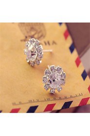 Sun Flower Zriconium Drill Ear Stud(Lucency)(1Pr)