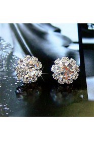 Sun Flower Zriconium Drill Ear Stud(Lucency)(1Pr)