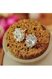 Sun Flower Zriconium Drill Ear Stud(Lucency)(1Pr)