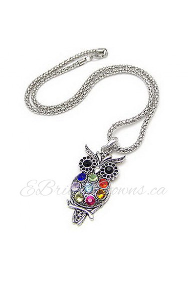 Unique Alloy With Rhinestone Owl Women's Necklace